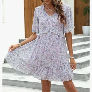 NWT Manydress Women's Purple And Blue Floral Dress Coastal Cowgirl